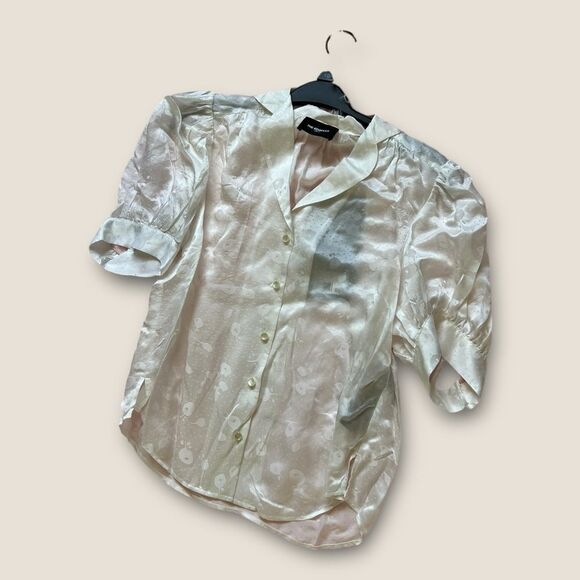 White blouse short sleeves size XS, NWT Retail $228 - Picture 4 of 6